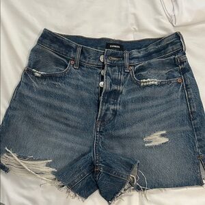 Express Blue Distressed Denim Shorts